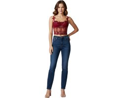 Sexy Lingerie Bustier Dames – Kant Topje met Borduursel – Bordeaux Rood Crop Top