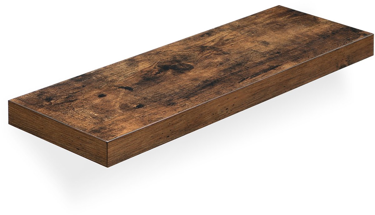 Wandplank Hangende plank Opbergrek Stevig houten frame, geschikt voor het opbergen van boeken, foto’s en verzamelobjecten, geschikt voor woonkamer, keuken, slaapkamer en badkamer 60 x 20 x 3,8 cm, bruin