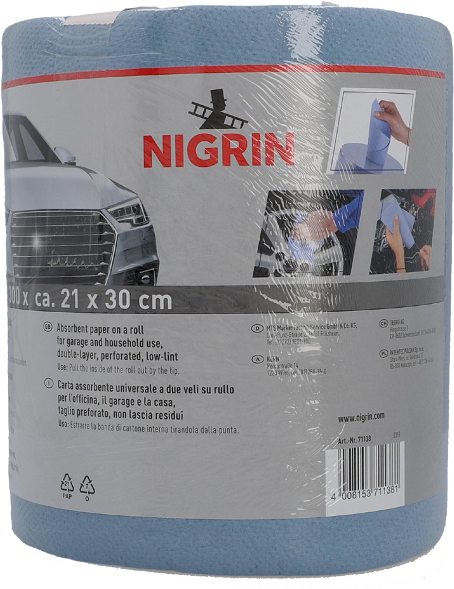 NIGRIN poetspapierrol, 2-laags, blauw
