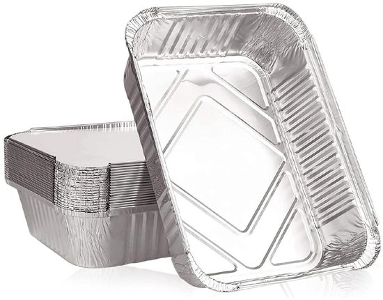 Foto: Dussdote schalen pak van 20 groenteschalen grillschalen geschikt voor gas houtskool en elektrische grills vetopvangbak wegwerpbaar metalen kom voor bbq picknicks