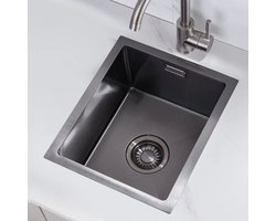 Nurion Spoelbak Black Metal 28,5 x 34,5 – Spoelbak Keuken - Spoelbakken Keuken – Wasbak Keuken - zonder Kraangat RVS