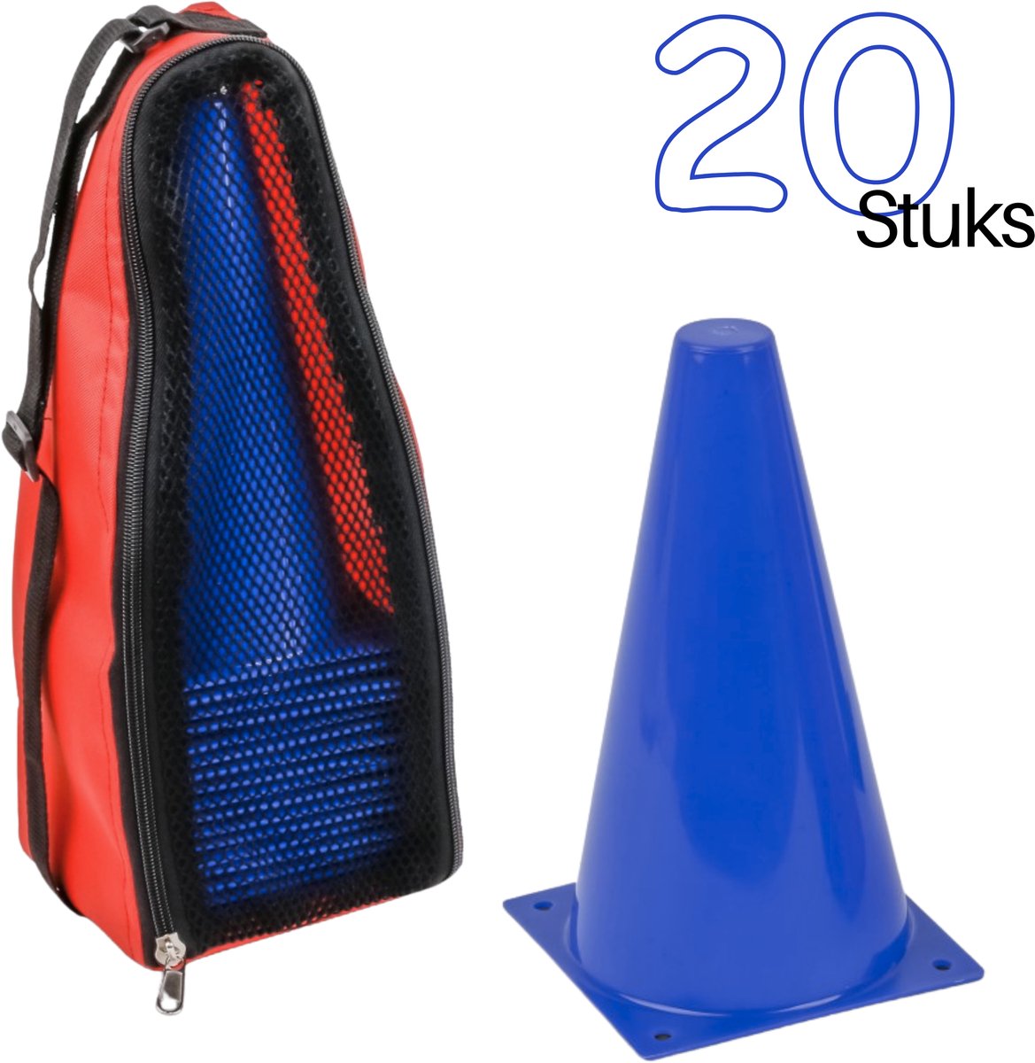 Blauwe Pionnen 20 stuks - 23 cm Sport pionnen - Pylonen in Tas