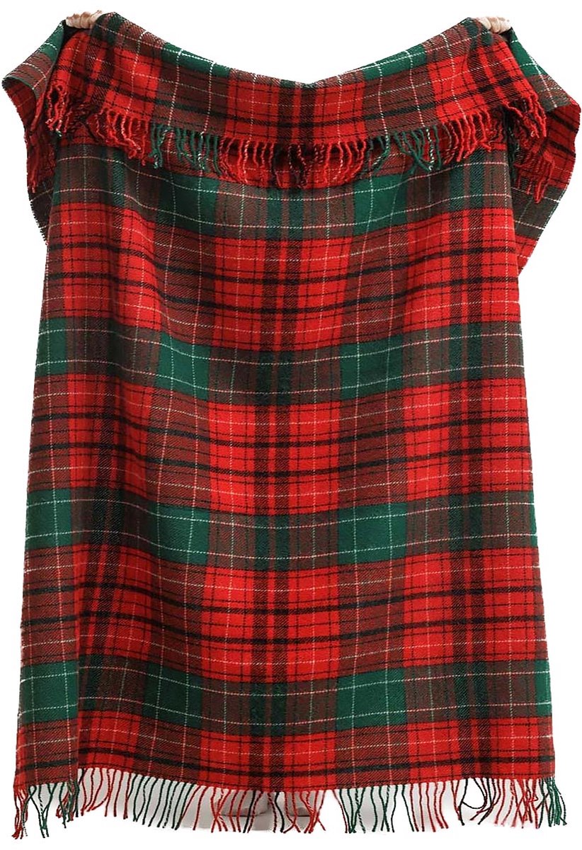 Most Wollen tartan plaid Tartan Noel - 100% schapenwol - 140 x 200 cm - rood - groen rood, groen