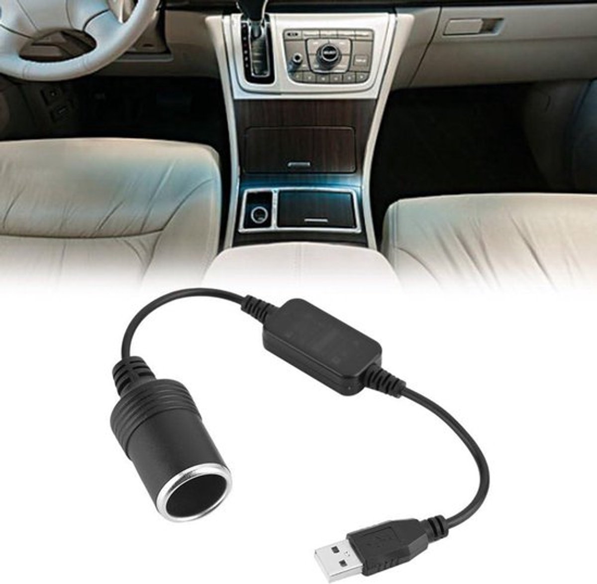 Converter, USB A stekker naar 12 V sigarettenaansteker-stekker, converter voor GPS dashcam