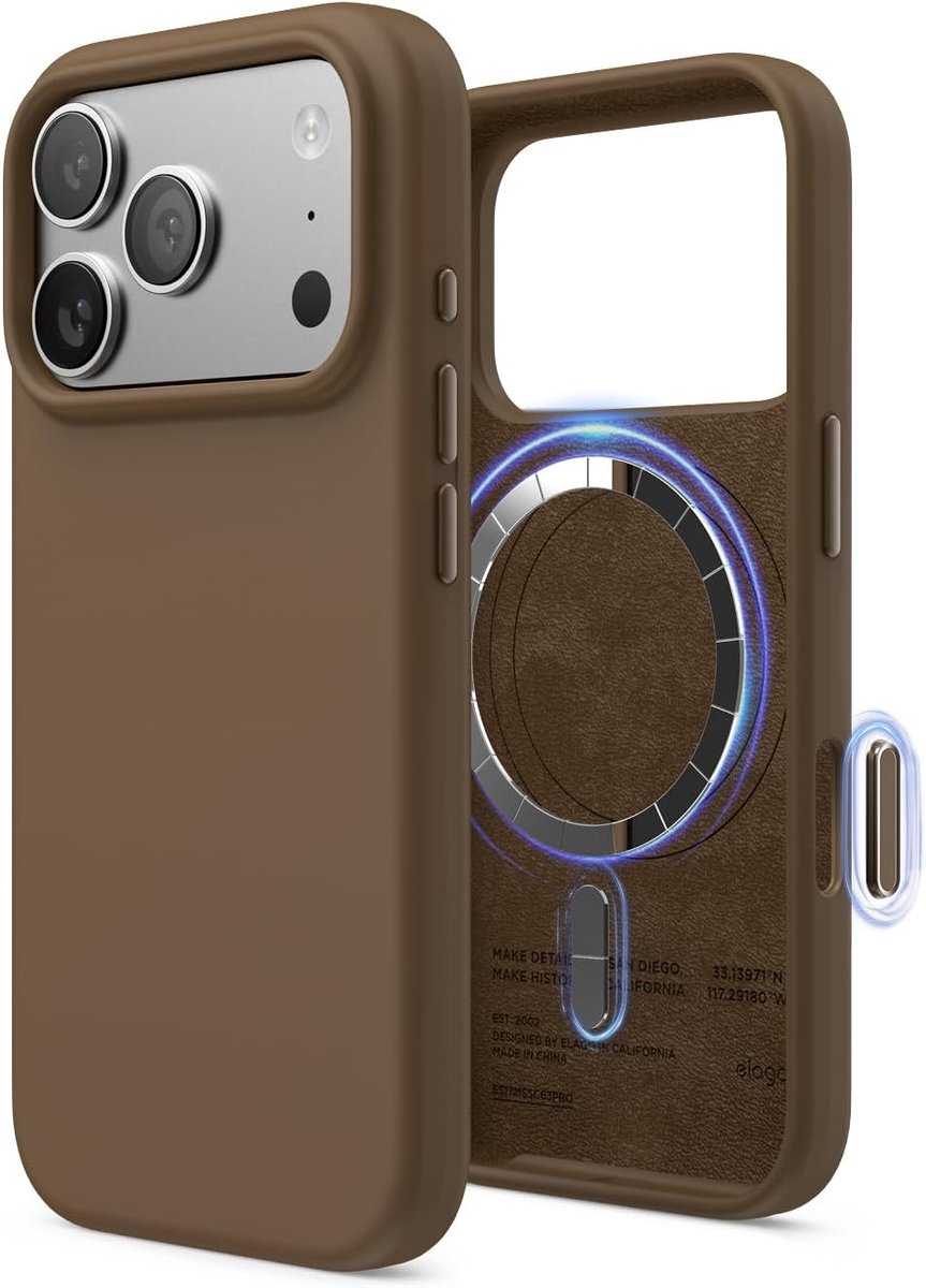 Zandarix Geschikt voor Apple iPhone 17 Pro - Geschikt voor Mag - Premium Vloeibaar Siliconen Materiaal - Schokbestending - Slank - Back Cover Hoesje - Bruin