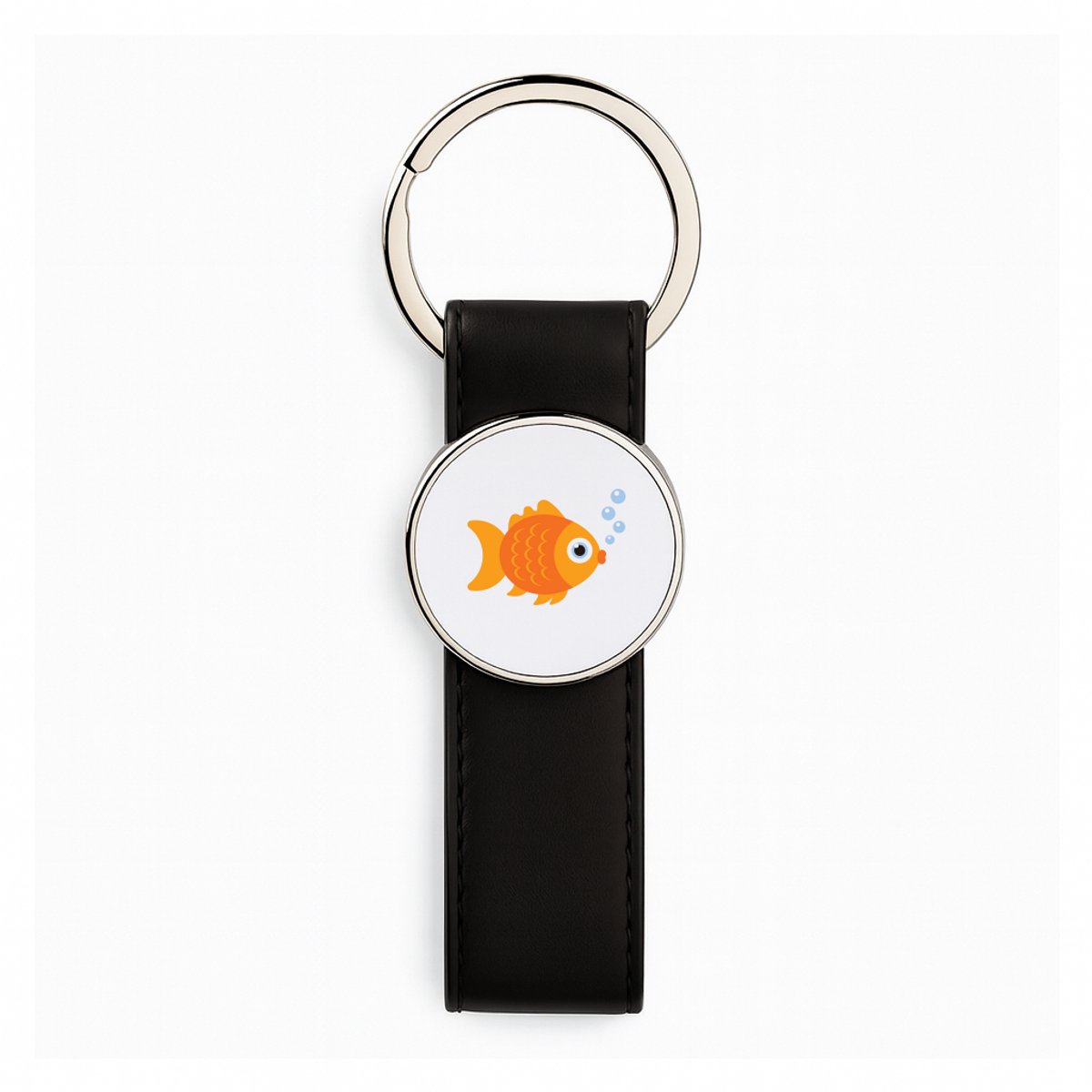 Hacebo® - Goudvissen Zwart lederen sleutelhanger - Goudvis - Dieren liefhebbers - sleutelhangers - Vissen - aquarium - huisdieren - sleutelhanger - 3 x 10.5 CM