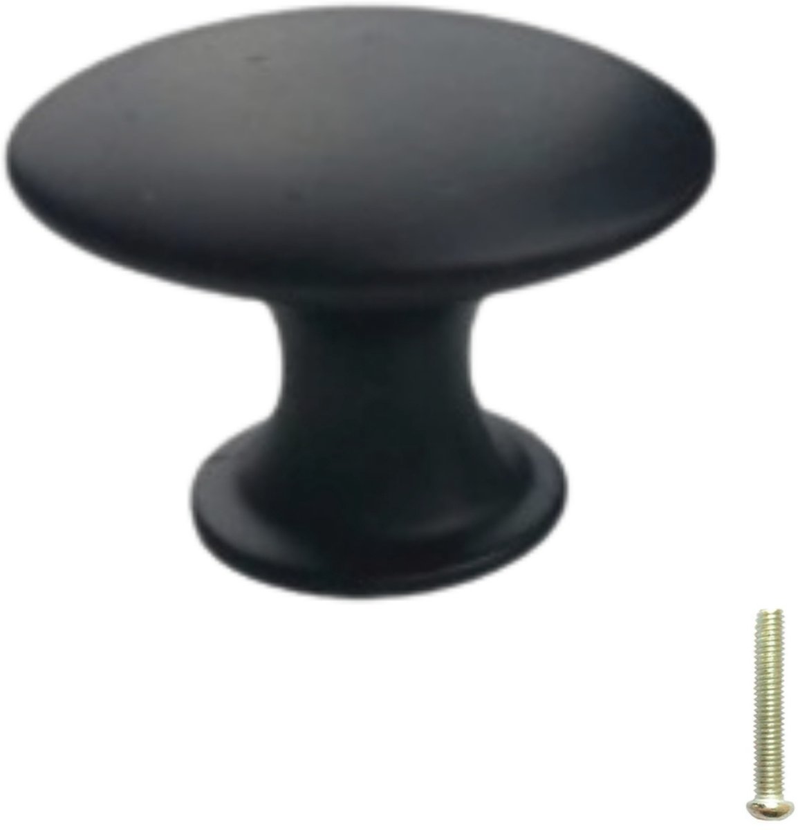 Meubelknop - Kastknoppen Zwart - Inclusief bevestigingsbout - 3cm - Meubelhandvat - Handvat - Greep - Plat