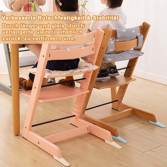 2 Stuks Kantelbeveiliging voor Kinderstoel -Verlengde Glijderset als Accessoire -Veiligheidsvoetkappen en Pootverlengstukken -Stoelpootbeschermers voor Babystoel (Houtkleur) van LALOONA — afbeelding 5