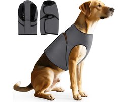 Ademend anti-angst hondenvest - Super stretch comfortjack - Voorkomt angst tijdens onweer/vuurwerk/stroomuitval - Zachte compressiewikkel + mesh-ontwerp - Ideaal voor reizen/dierenartsbezoeken - Grijs, M