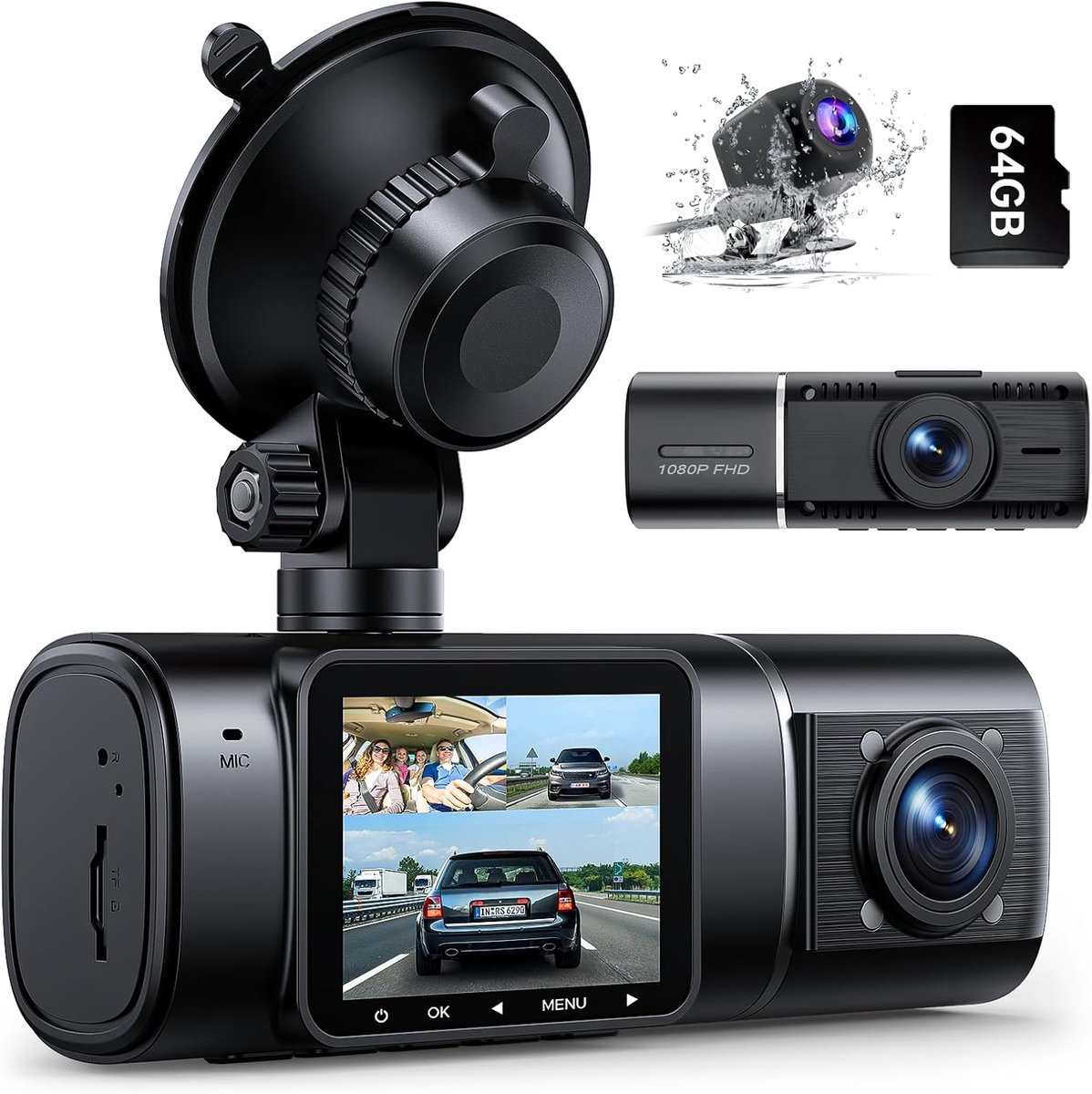 Lexium Dashcam - Daschcams - Auto - Camera - Vooruit - Achteruit - Video - Autobeveiliging - Parkeerbeveiliging - Recording - Dag en Nacht - Schadepreventie