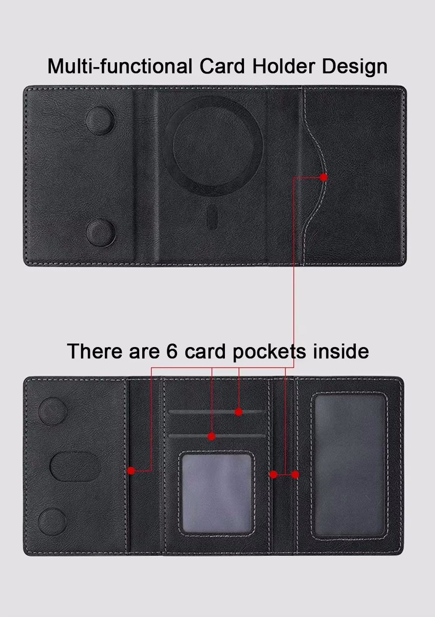 MagSafe magnetische kaarthouder portemonnee iPhone 17/16/15/14/13/12 - leer, RFID-blokkerend, standaard, blauw - Afbeelding 2