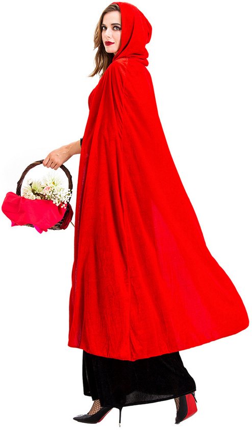 Joya Kids® Robe de déguisement du Petit Chaperon rouge pour femme | Costume en velours avec Cape et capuche | Déguisement de Carnaval d'Halloween pour femme | Déguiser les Adultes | Taille M