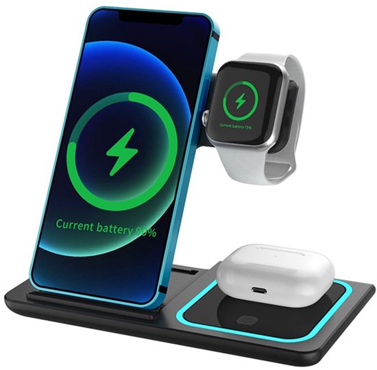 4 In 1 20 W Draadloze Oplader Opladen Docking Station compatibel met Iphone Apple Horloge Ipad Apple Ontwerp Handgemaakte Familie Telefoon Ipad Oplaadstation Home Office Organizer
