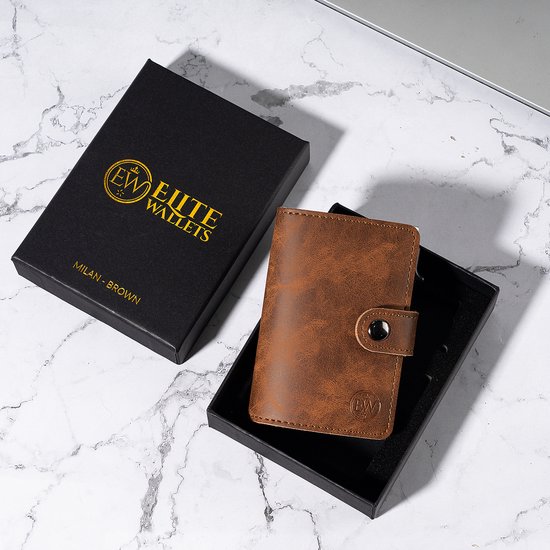 EliteWallets Porte-cartes – Porte-cartes de crédit avec Protection RFID – Porte-cartes – Portefeuille – Porte-cartes extensible – Hommes et femmes – Marron Londres