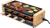 KitchenBrothers Gourmetstel - 950W - Gourmetplaat 8 Personen - BPA-vrij - Set met Pannetjes en Spatels - 46,5 x 23 cm - Hout/Zwart