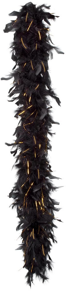 Boland Kerst boa - veren - zwart/goud - 180 cm - 50 gram - kerstboomversiering - kerstslinger - kerstboa