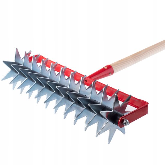 KADAX Sterfrees, tuinfrees van metaal, verkruimelaar voor het losmaken van de grond, cultivator voor tuin, gazon, onkruid, rolhak, rolkultivator, grondventilator (met 12 sterren, houten steel) van KADAX — afbeelding 2
