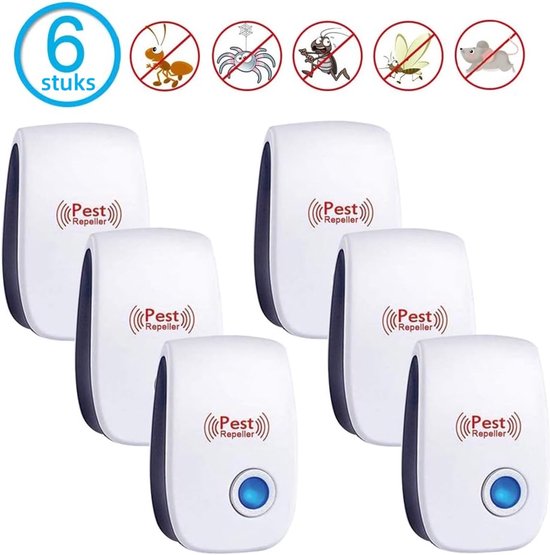 6 stuks - Ultrasone Muggenverjager - Muggenstekker- Ultrasone - Pest Control - Ongediertebestrijding - Elektrisch & Diervriendelijk