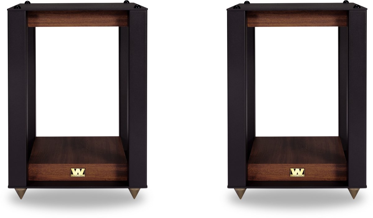 Wharfedale Linton Speaker Stands – Houtafwerking – Spike-voetjes – Opbergruimte voor LP-platen – Walnoot
