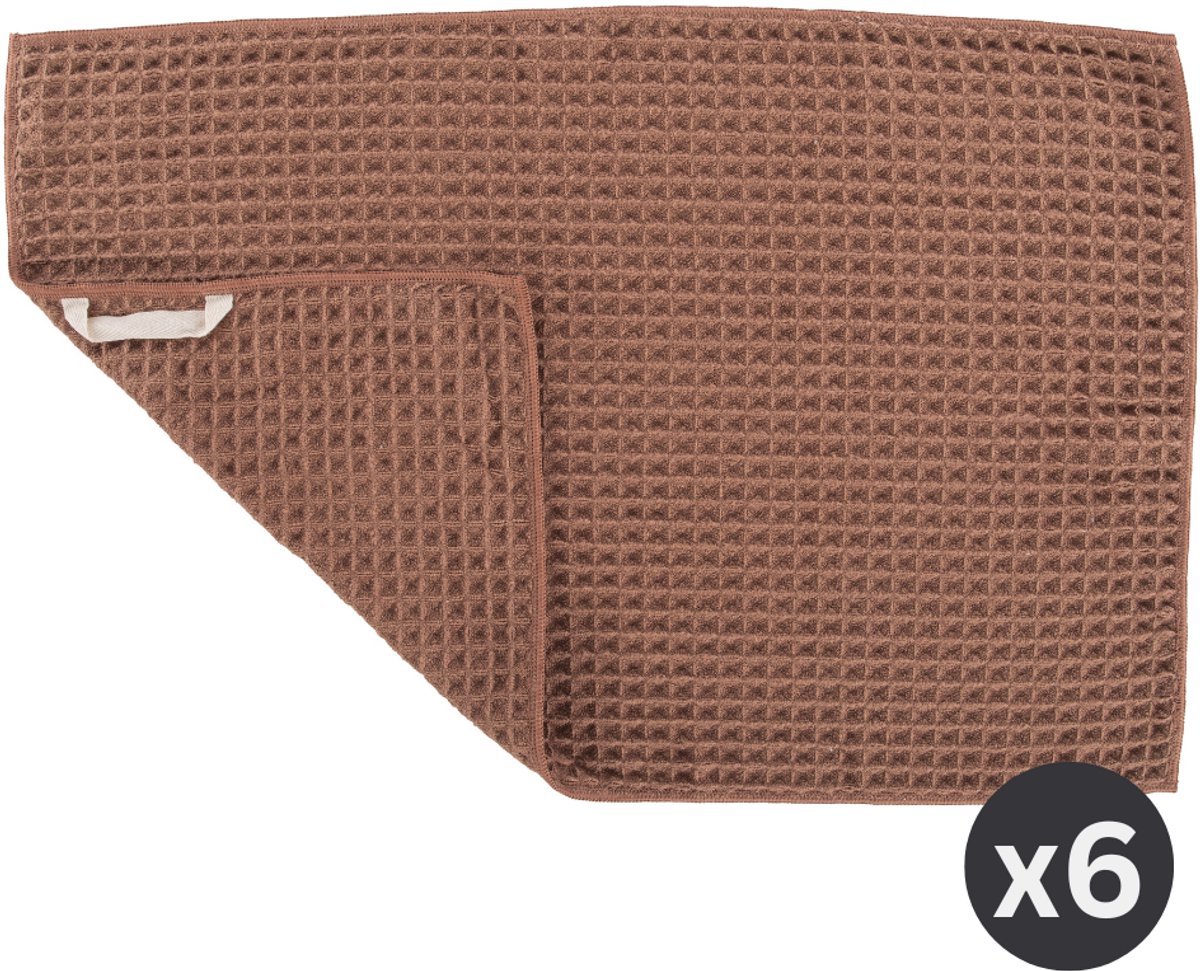 Tiseco - Keukenhanddoek ESSENTIALS - SET/6 - microvezel - 60x40 cm, cognac