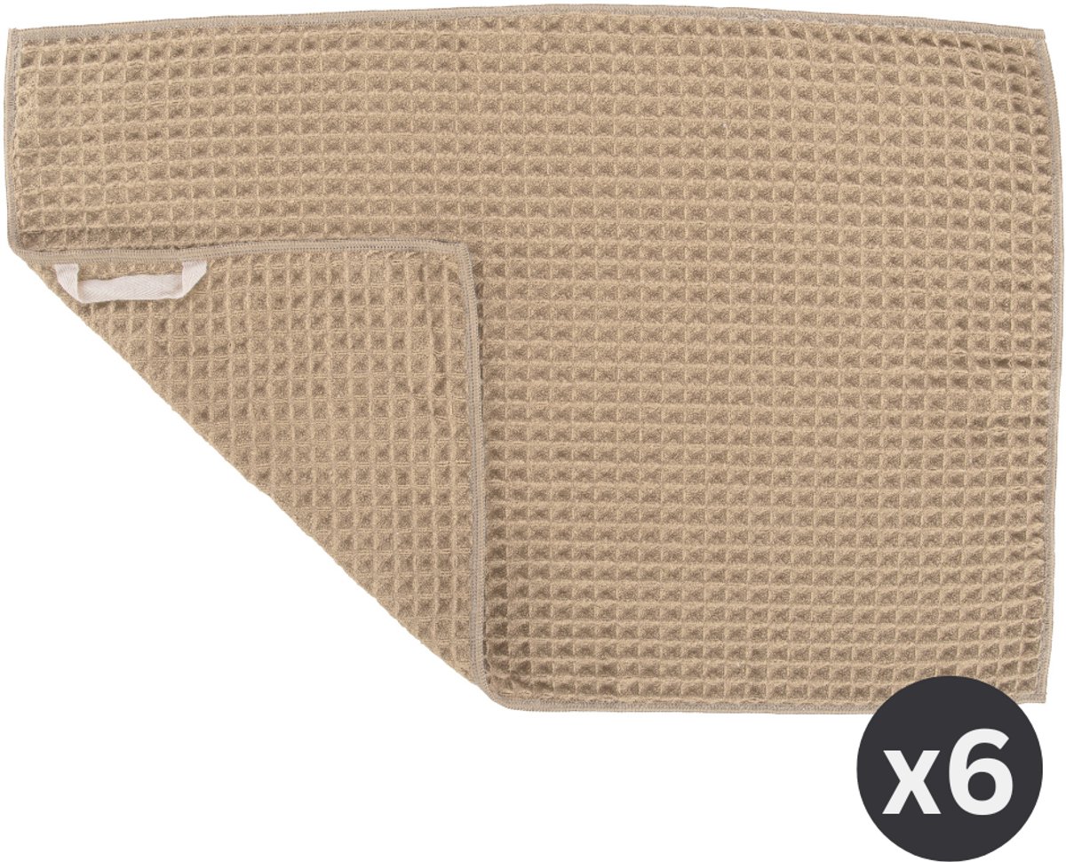 Tiseco - Keukenhanddoek ESSENTIALS - SET/6 - microvezel - 60x40 cm, zand