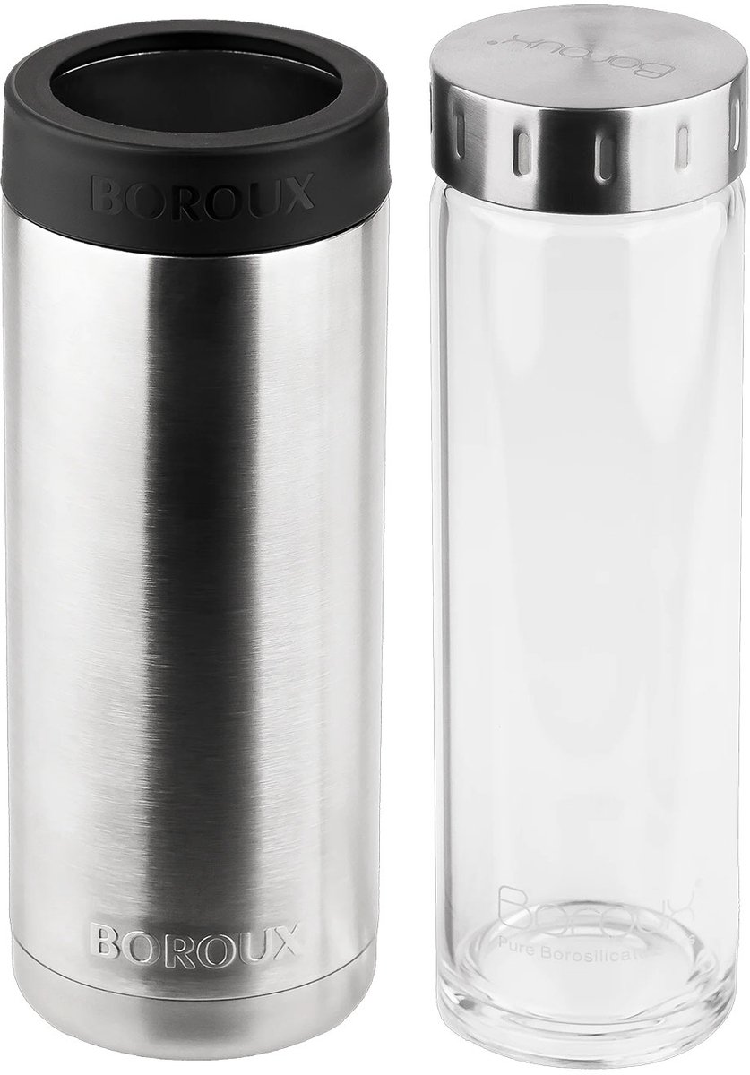 BOROUX glazen drinkfles set - drinkfles 500 ml + Move Sleeve