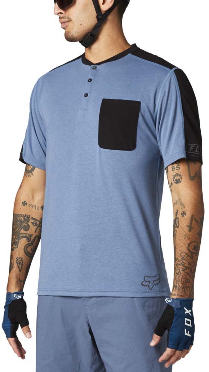 Fox Racing Ranger Drirelease® Henley T-shirt Met Korte Mouwen Blauw S Man