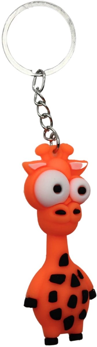 Sleutelhanger Giraf – Grote Ogen Giraffe - Big Eyes - Funny Cartoon Animal – Jungle & Wilde Dieren - Dierentuin – Sleutelbos, Tashanger, Accessoire