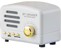 JeiibrZui Retro Bluetooth Speaker - Vintage Bluetooth Speaker - Draadloos Verbinden Met Bluetooth 5.0 10 Meter Bereik - 1 Stuk - Wit