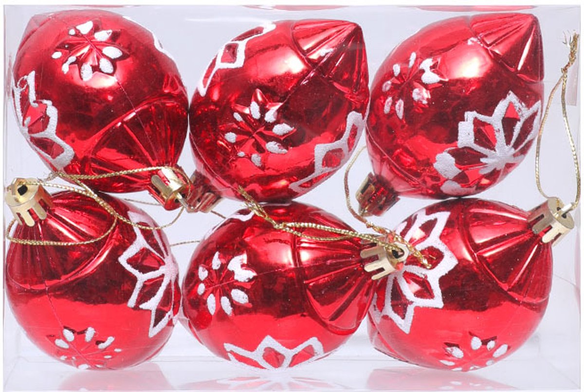 Kleine kunststof kerstboomversieringen in galvaniserende kleur, 6 stuks, stijl drie.