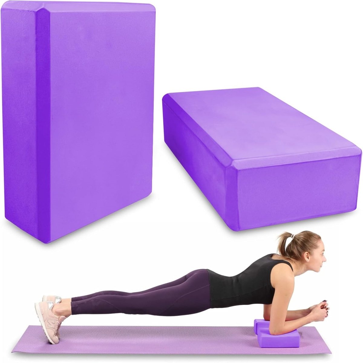 EXCITAT 2 stuks - Yogablokken - Antislip - Foam Yogablokken - Geschikt voor Yoga, Fitness, Pilates, Dans - Paars
