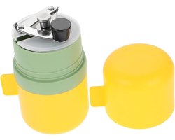 Draagbare handmatige koffiemolen met draaimechanisme, handmatige maalfunctie voor kamperen en reizen, maalinstellingen voor een verse koffie-ervaring, compact ontwerp voor gebruik buitenshuis en thuisavonturen.