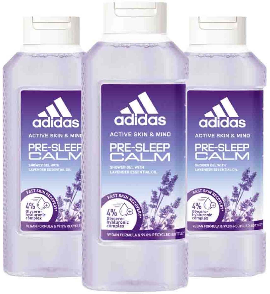 Adidas - Shower Gel Active Skin & Mind Pre-sleep Calm W - 3 x 400 ml - Voordeelverpakking