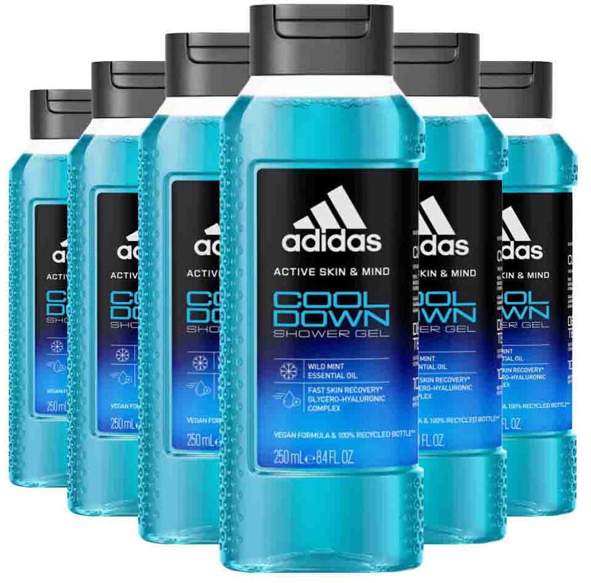 Adidas Shower Gel Active Skin & Mind Cool Down - 6 x 250 ml - Voordeelverpakking