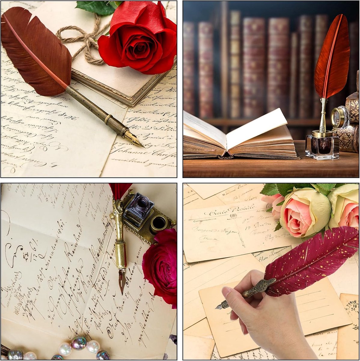 Gsedaox-Kalligrafie Pennen Set-Veer Pen- Schrijfveer- Kroontjespen voor beginners-Zwart -5 Stuks — afbeelding 3