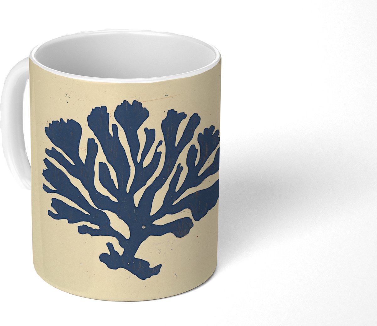 Mok - Koffiemok - Blauw koraal - Vertakkingen - Beige - Mokken - 350 ML - Beker - Koffiemokken - Theemok
