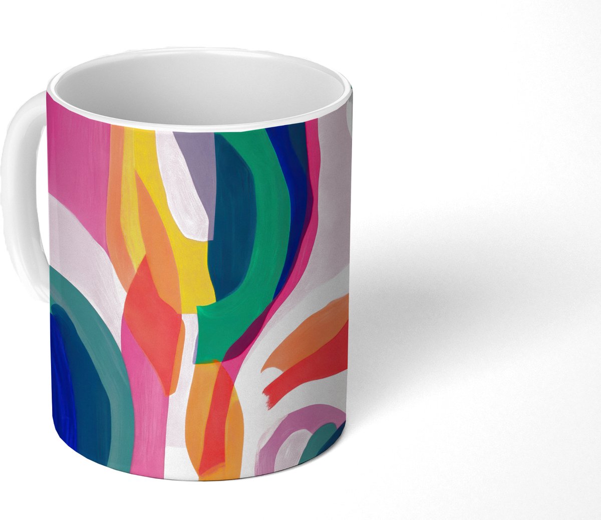 Mok - Koffiemok - Vormen - Golvend - Abstract - Felroze - Mokken - 350 ML - Beker - Koffiemokken - Theemok