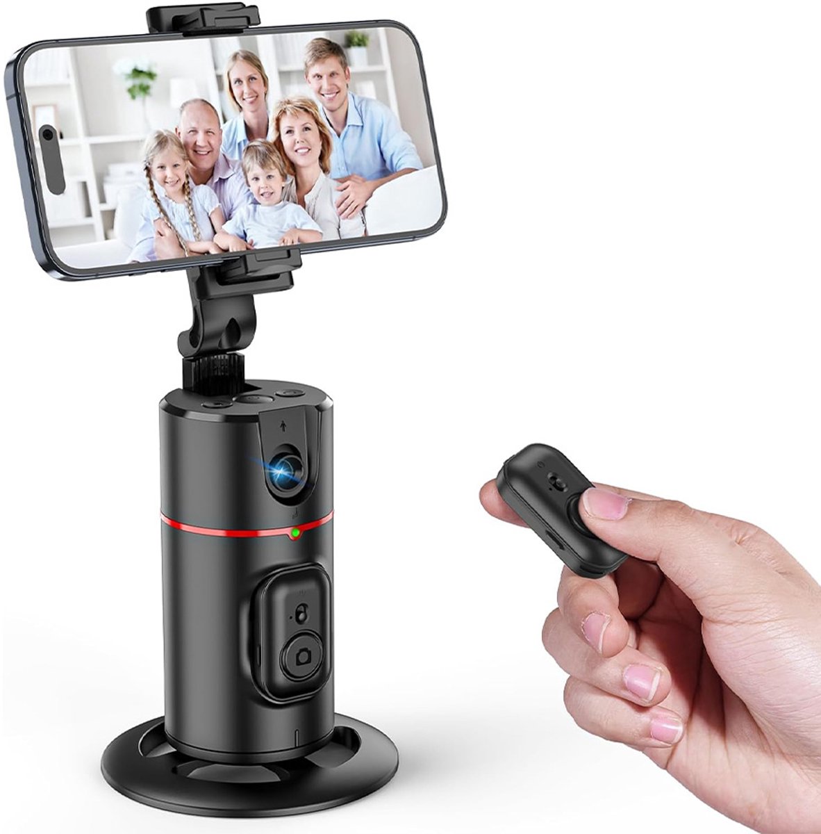 Auto Face Tracking met afstandsbediening - Auto Face Tracking Smartphone Houder Verstelbare Ondersteuning Gebaarherkenning - Multi-APP Live Mobiele Telefoon - Gimbal Stabilisator - Reis Vlog - Zwart