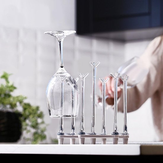 Tovbmup Intrekbaar droogrek geschikt voor bekers - Drankdroger geschikt voor glazen flessen - Plastic bekerrek met antislipvoet - Veilig geschikt voor op het aanrecht van Tovbmup — afbeelding 4