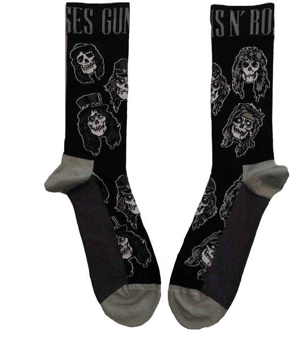 Guns N' Roses - Skulls Band Monochrome Enkelsokken - Zwart