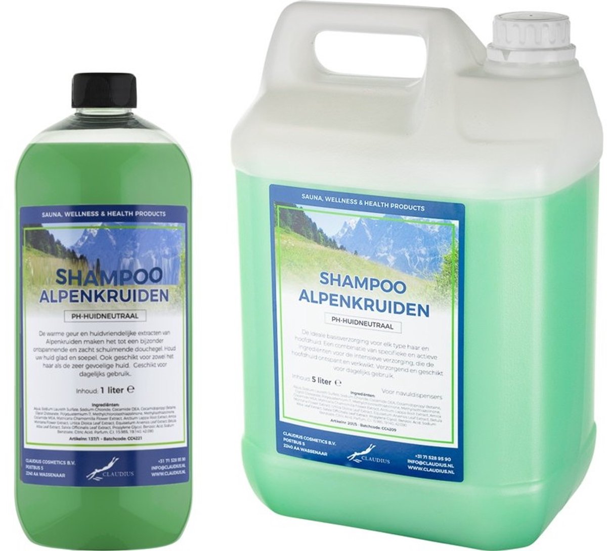 Shampoo Alpenkruiden - 1 liter (transparant) + Jerrycan 5 liter