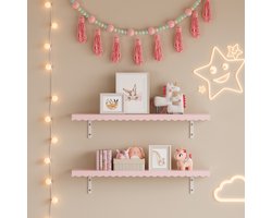Wandplankenset Vestnes 2-delig 80x17x15 cm roze (en.casa)