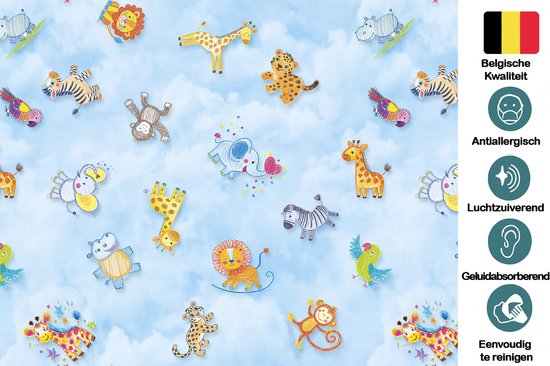 JYG Tapis de jeu en Vinyl ANIMALI 250x200cm - Antiallergique, facilement lavable et durable - Produit belge en Diverse tailles - Imprimé animal mignon pour chambres d'enfants et aires de jeux