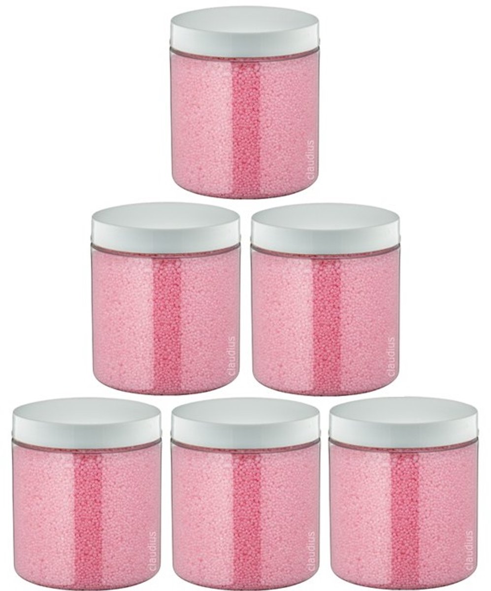 Badkaviaar Rozen - 200 gram - Pot met witte deksel - set van 6 stuks - bad parels voor in bad