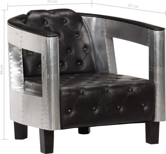 Fauteuil ECHT leer Zwart en Aluminium / Lounge stoel / Relax stoel /... | bol.com