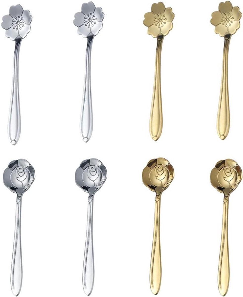 Brenzoos - Latte Macchiato lepel voor cocktails en desserts van roestvrij staal - Vaatwasmachinebestendig - Set van 8