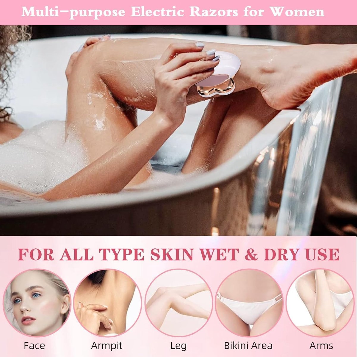 Elektrisch scheerapparaat voor dames, draadloos, pijnloos, - afbeelding 3