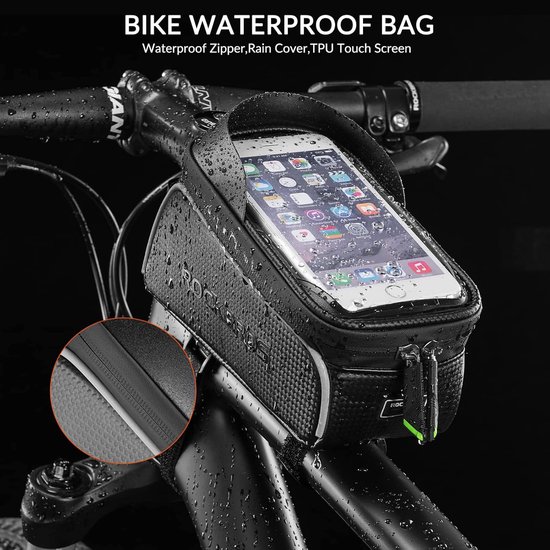 ROCKBROS Fietsframetas Waterdichte Stuurtas Bovenbuistas Touchscreen voor Iphone Xr Xs Max X 8 7 6 Plus/Samsung Galaxy S10+ Note 9/Huawei P30 Pro Smartphones tot 6.5 Inch van ROCKBROS — afbeelding 4