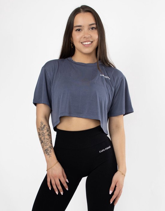 Foto: Cf oversized crop top capo finale t shirt crop top l kleur blauw sportkleding activewear gymkleding fitnesskleding sportoutfit fitness hardlopen crossfit yoga pilates krachttraining