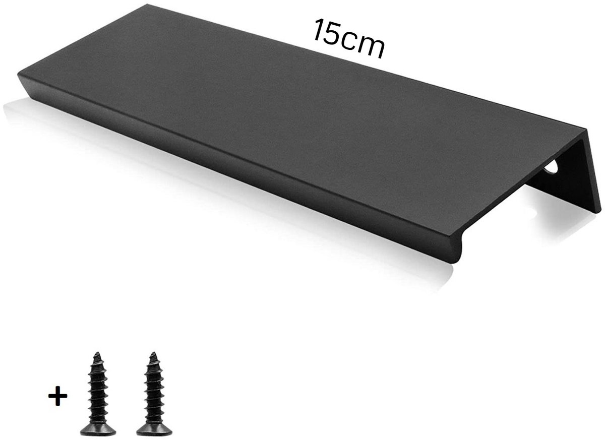 Handgreep plat zwart - 15cm - inclusief schroeven - Handgrepen Kast - Meubelhandvat - Landelijke greep - Industriële Keukengreep - Hand Grepen - Deurgreep Staal - Metaal - Strak Meubelbeslag - Schuifdeur - Handvat - Greep - Ladegreep